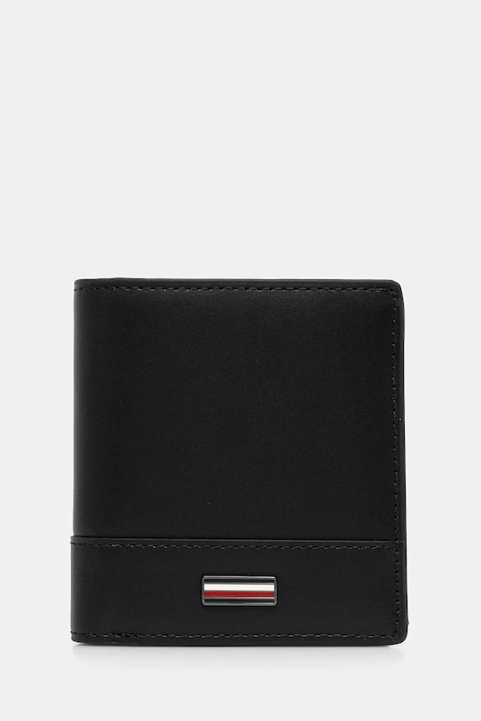 Kožená peněženka Tommy Hilfiger přírodní kůže černá AM0AM13247