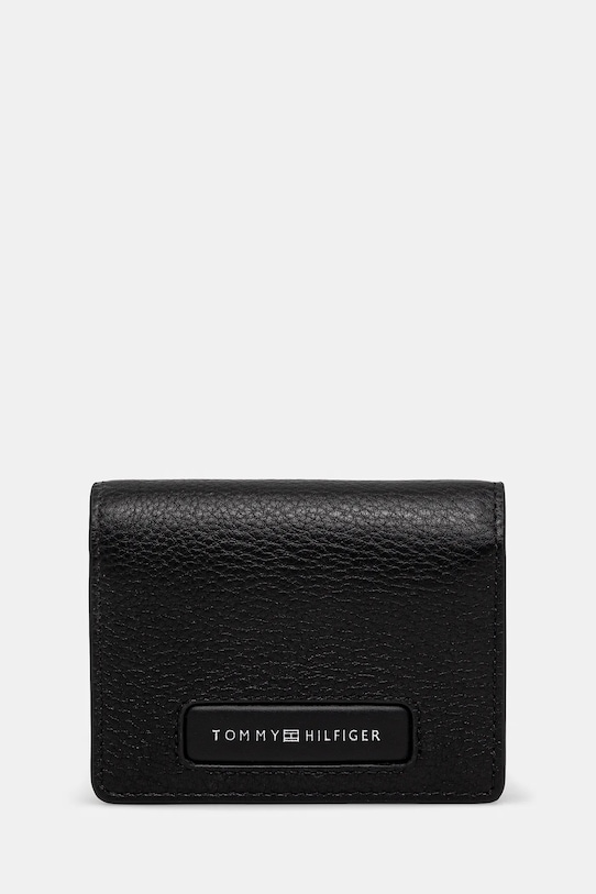 Кожен портфейл Tommy Hilfiger гладка кожа черен AM0AM13254