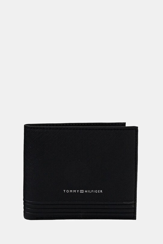 Шкіряний гаманець Tommy Hilfiger лицьова шкіра чорний AM0AM13259