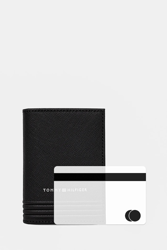 Kožené puzdro na karty Tommy Hilfiger AM0AM13262 čierna