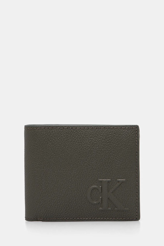 Kožená peňaženka Calvin Klein Jeans usňová koža zelená LV04G1022G
