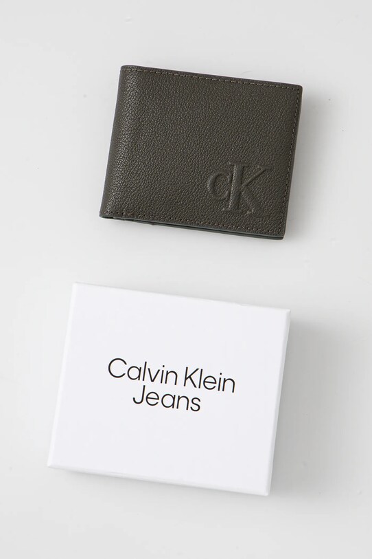 Kožená peňaženka Calvin Klein Jeans zelená LV04G1022G