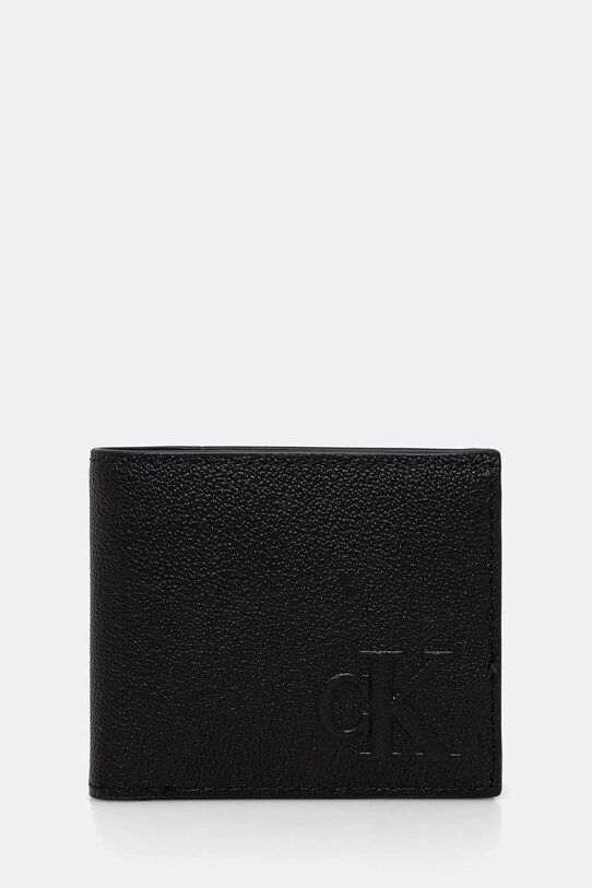 Kožená peněženka Calvin Klein Jeans přírodní kůže černá LV04G1022G