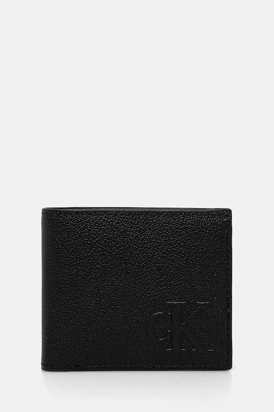 Calvin Klein Jeans portafoglio in pelle pelle fiore nero LV04G1022G