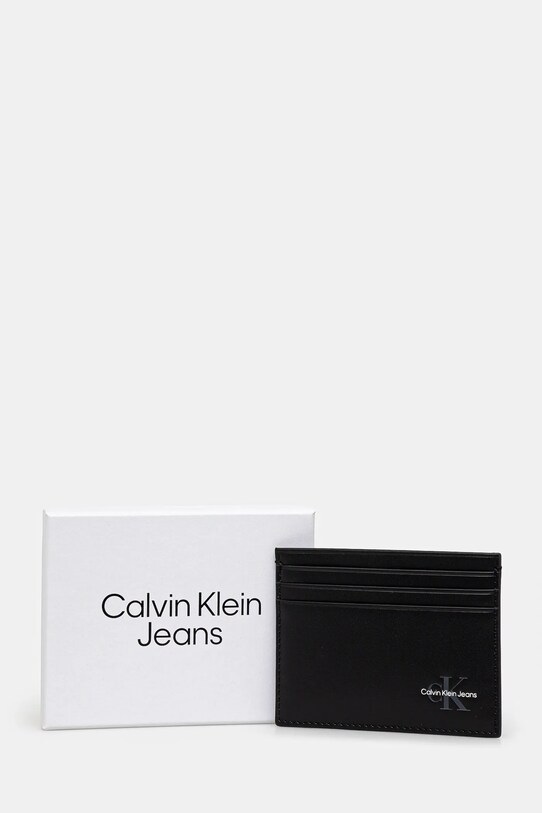 Шкіряний чохол на банківські карти Calvin Klein Jeans чорний LV04G1029G