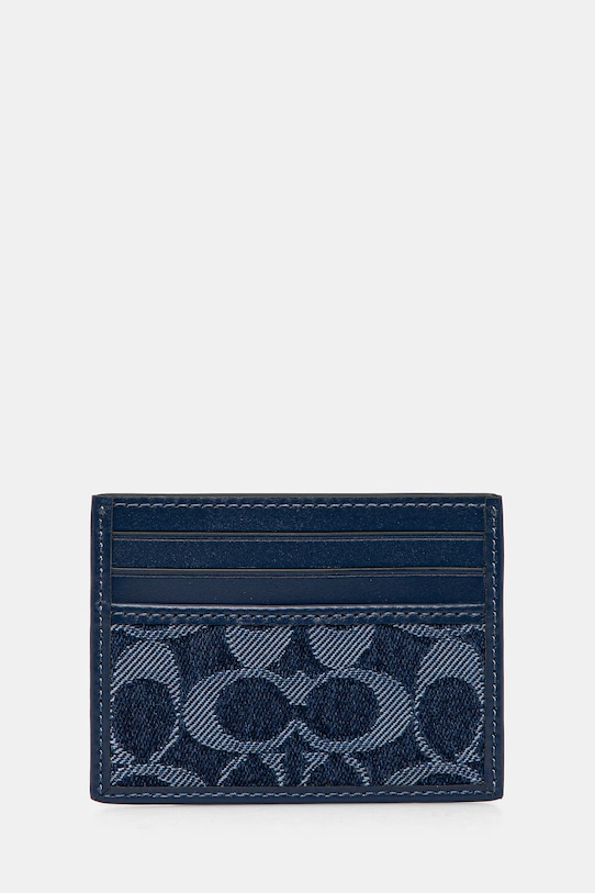 Coach leather card holder all-over print navy CAS29