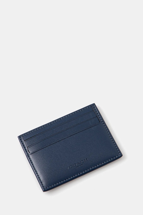 Coach leather card holder CAS29 navy SS25