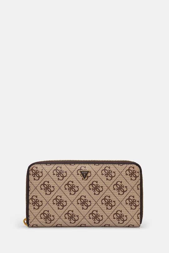 Guess portafoglio in pelle LYON stampa all-over marrone SMLYLL.LEA28