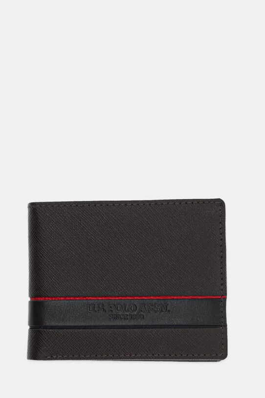 Кожаный кошелек U.S. Polo Assn. Yale мелкий узор коричневый WEUYA2622MHA