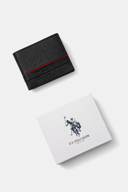 Δερμάτινο πορτοφόλι U.S. Polo Assn. Yale μαύρο WEUYA2622MHA