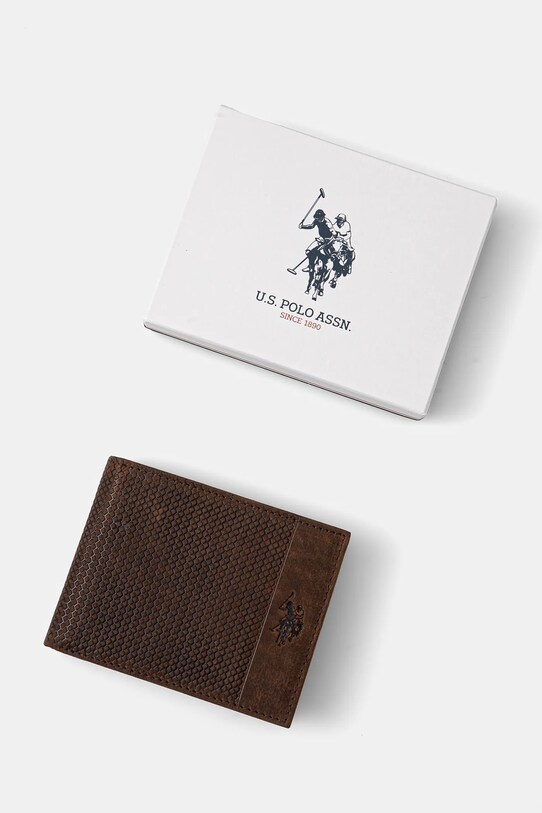 U.S. Polo Assn. portofel de piele Hamilton maro WEUHT2605MHA