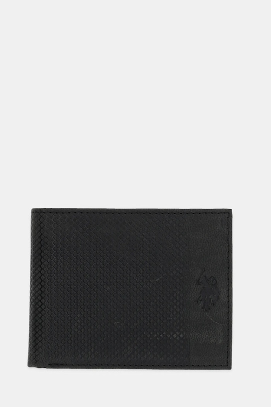 Шкіряний гаманець U.S. Polo Assn. Hamilton дрібний узор чорний WEUHT2605MHA