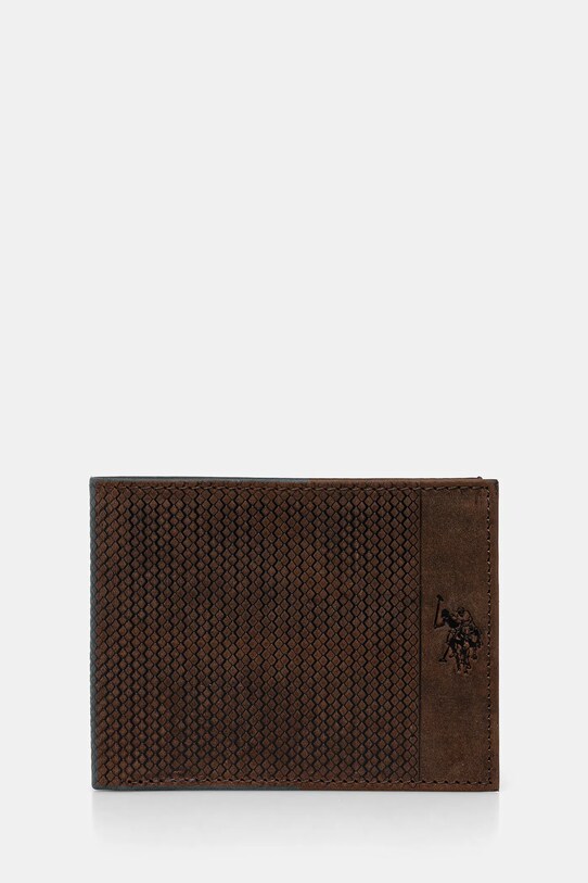 Кожаный кошелек U.S. Polo Assn. Hamilton мелкий узор коричневый WEUHT2603MHA