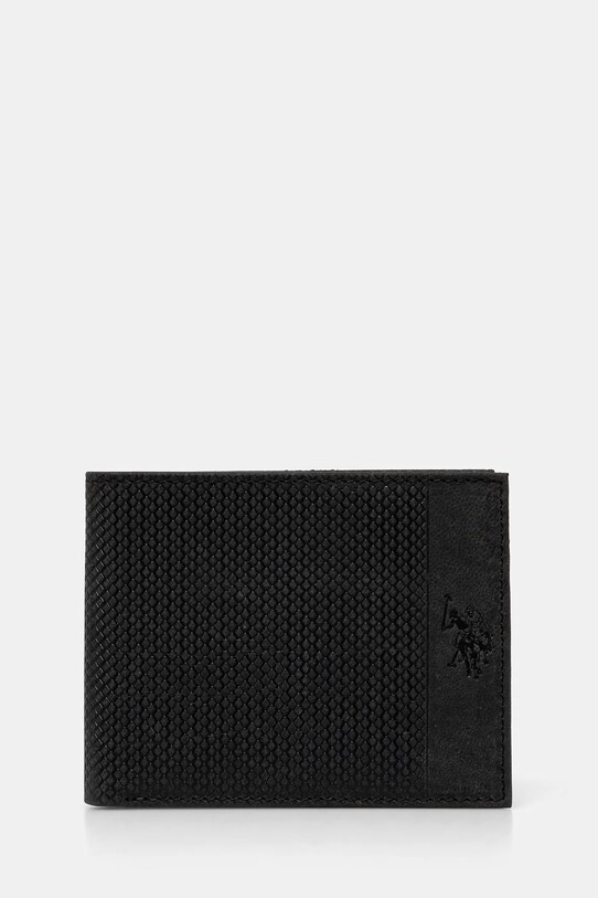 Кожаный кошелек U.S. Polo Assn. Hamilton мелкий узор чёрный WEUHT2603MHA