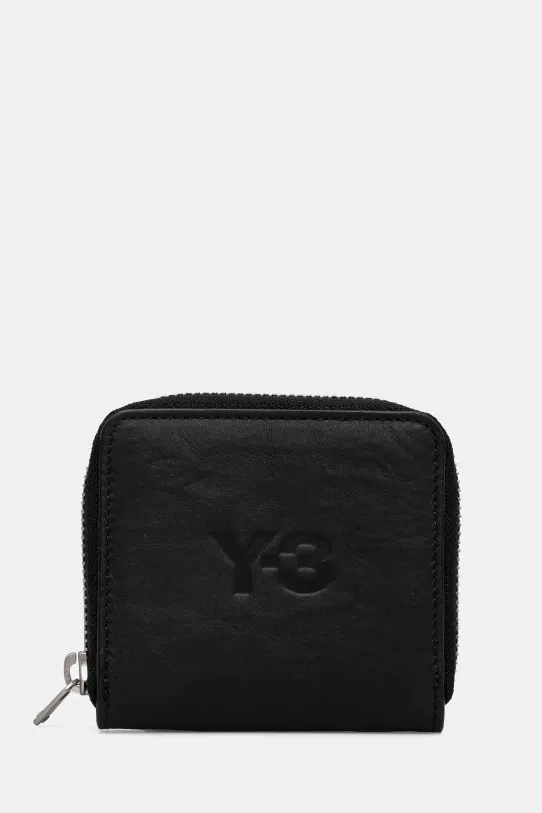 Y-3 leather wallet Crinkle Leather Wallet plain black JD2895