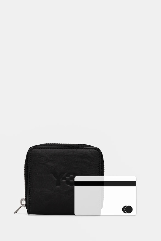 Y-3 leather wallet Crinkle Leather Wallet JD2895 black
