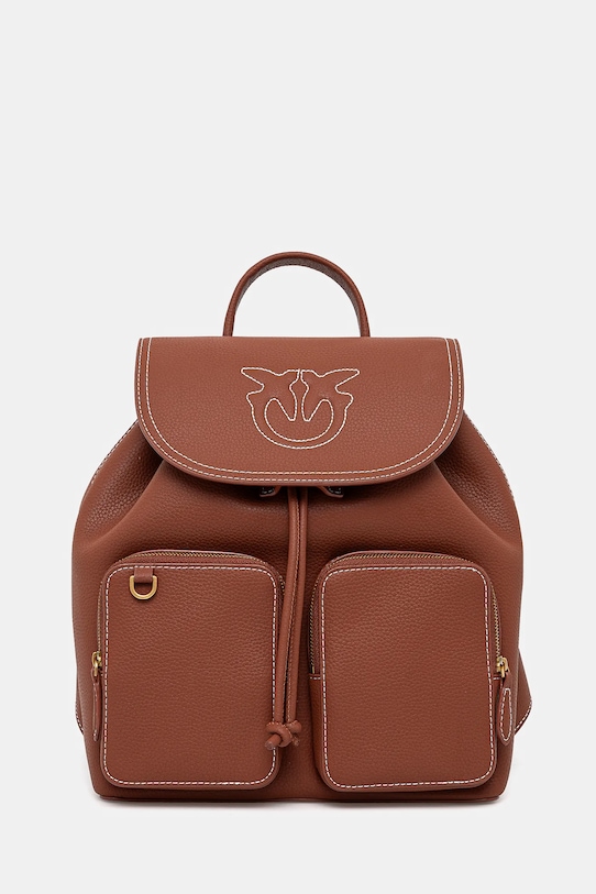 Kožni ruksak Pinko bez uzorka smeđa 104351.A1LF