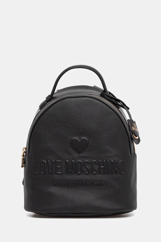 Kožený ruksak Love Moschino nášivka čierna JC4116PP1