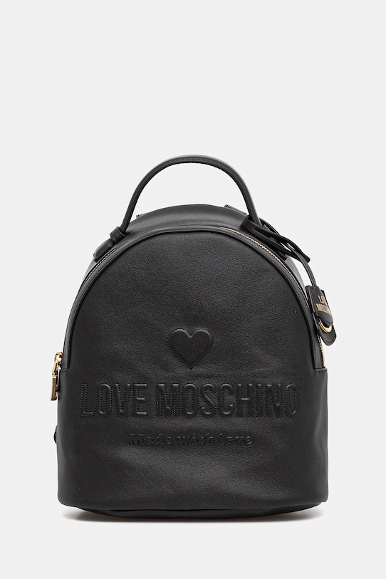 Kožený ruksak Love Moschino nášivka čierna JC4116PP1