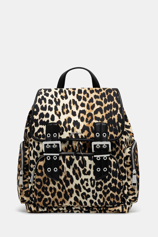 Batoh GANNI Bucky Backpack Nylon Print vejde se A4 hnědá A6527