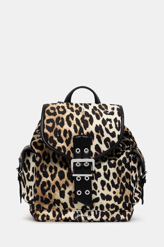 GANNI plecak Bucky Backpack Small Nylon Print tekstylny brązowy A6617