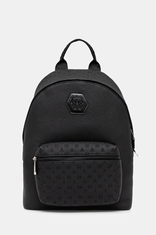 Кожена раница Philipp Plein гладка кожа черен SAEA.MBA1458.PLE010N