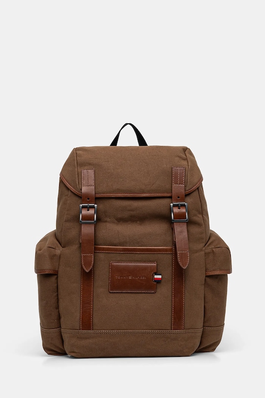 Σακίδιο πλάτης Tommy Hilfiger λείο δέρμα καφέ AM0AM13075