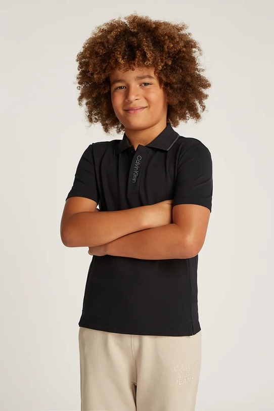 Calvin Klein Jeans tricou polo copii 0 uni negru IB0IB02370.PPYA