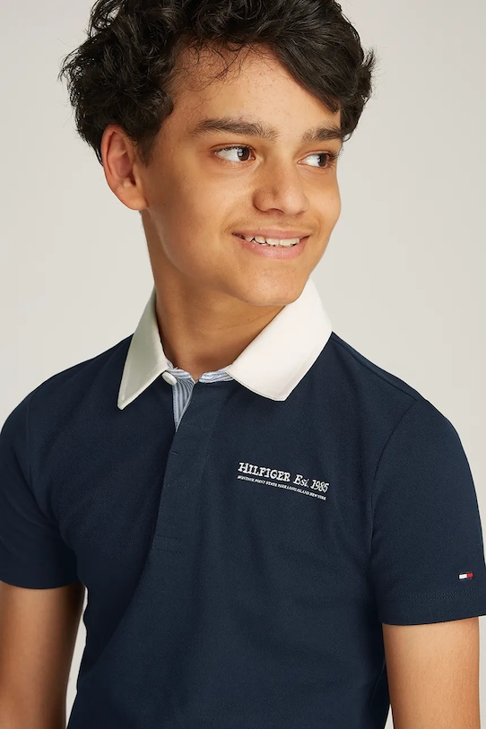 Παιδικό πουκάμισο πόλο Tommy Hilfiger KB0KB09332.116.122.PPYA μαύρο