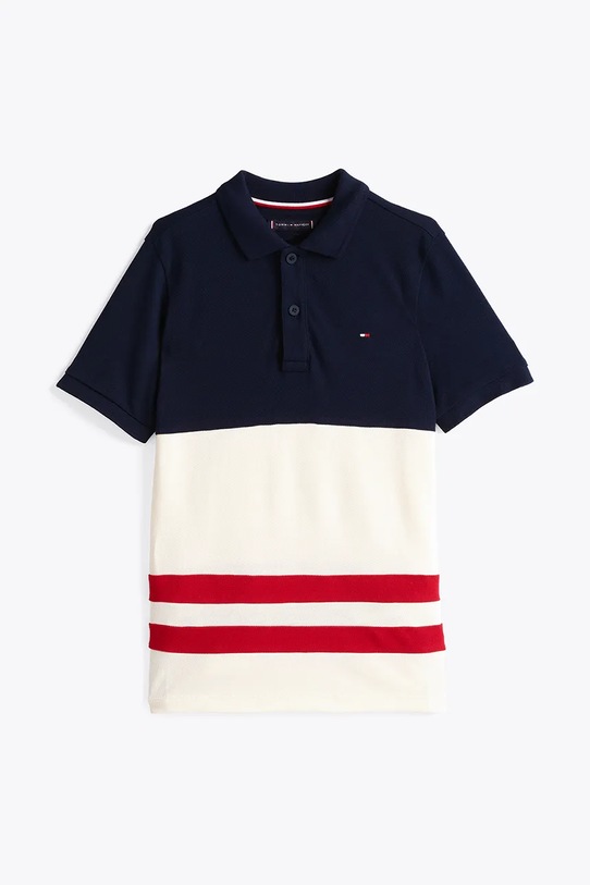 Dětská bavlněná polokošile Tommy Hilfiger KB0KB09335.PPYA béžová SS25