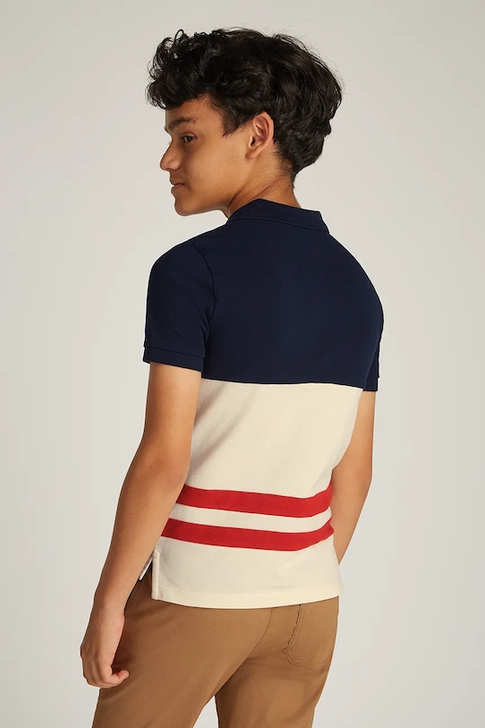 CHLAPEC Dětská bavlněná polokošile Tommy Hilfiger KB0KB09335.PPYA béžová