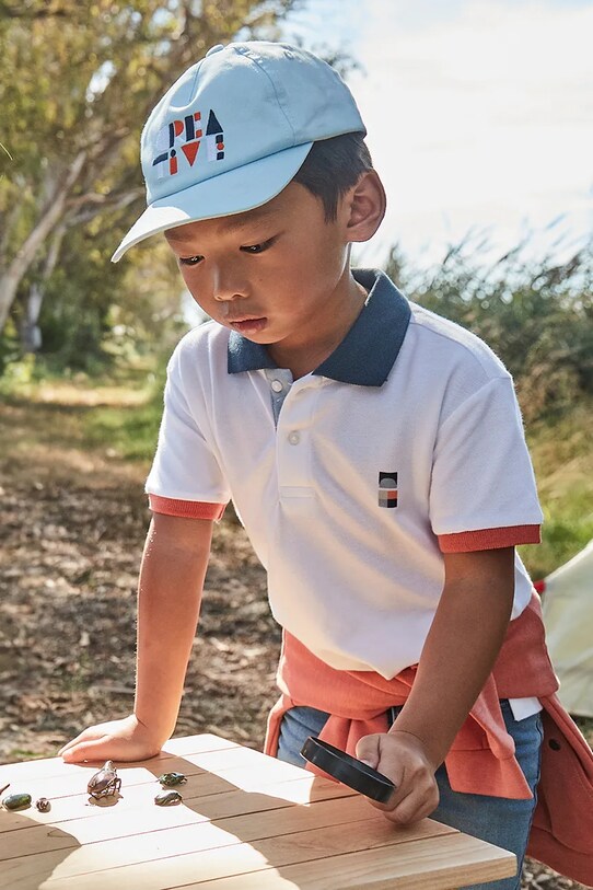 Dětská bavlněná polokošile Mayoral s límečkem oranžová 3106.5D.Mini.PPYA