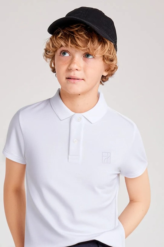 Mayoral polo bawełniane dziecięce wzorzyste biały 6127.7A.Junior.PPYA