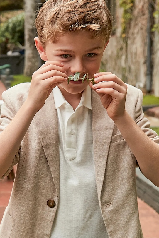 Παιδικά βαμβακερά μπλουζάκια πόλο Mayoral βαμβάκι λευκό 6128.7B.Junior.PPYA