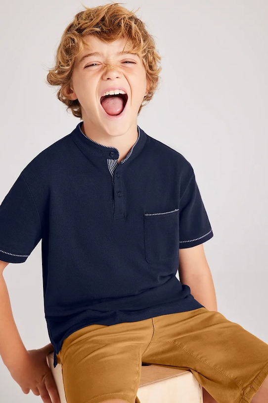 Mayoral polo bawełniane dziecięce bawełna granatowy 6131.7C.Junior.PPYA