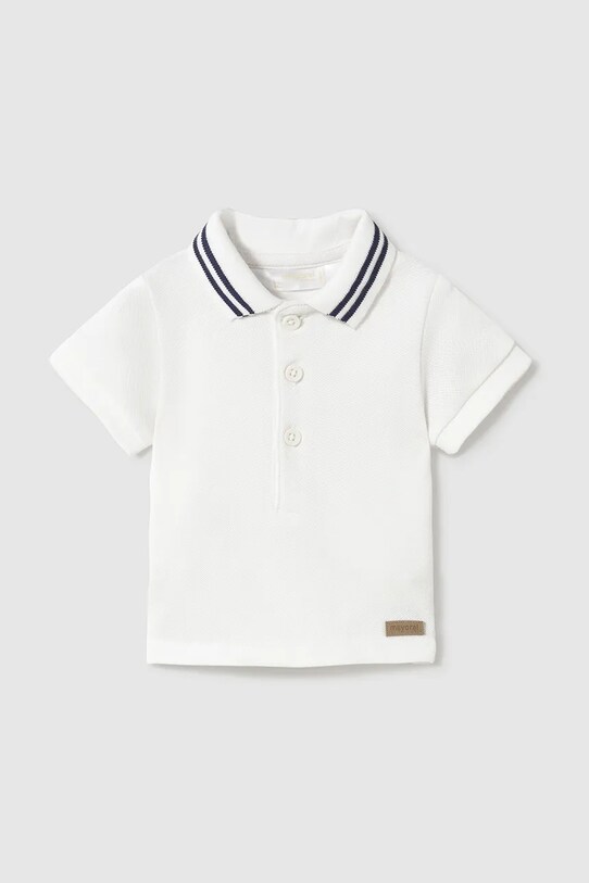 Mayoral Newborn tricouri polo din bumbac pentru bebeluși uni alb 190.1L.Newborn.PPYH
