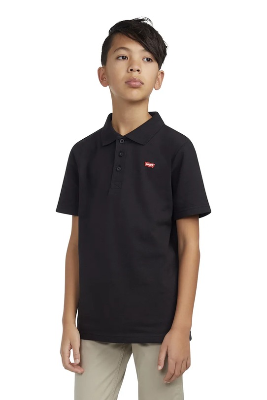 Detská bavlnená polokošeľa Levi's BACK NECK TAPE POLO bavlna čierna 9EA893