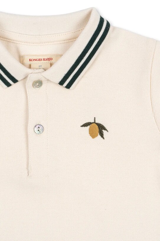 Dětská bavlněná polokošile Konges Sløjd FLORIAN POLO SHIRT GOTS béžová KS102412