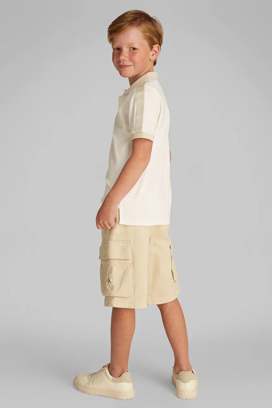 Calvin Klein Jeans tricou polo copii bej IB0IB02485.PPYA