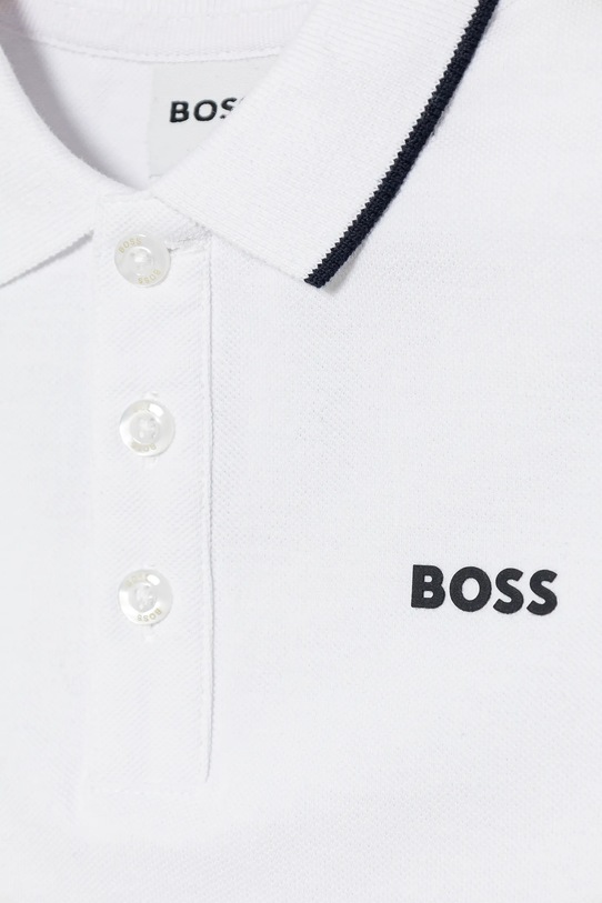 Хлопковое поло для младенцев BOSS J05P13 белый SS25