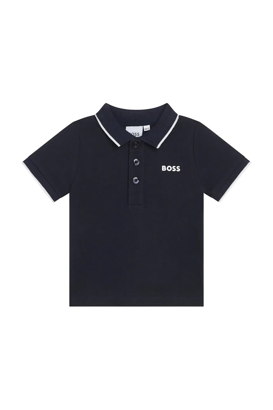 BOSS polo bawełniane niemowlęce z kołnierzykiem granatowy J05P13
