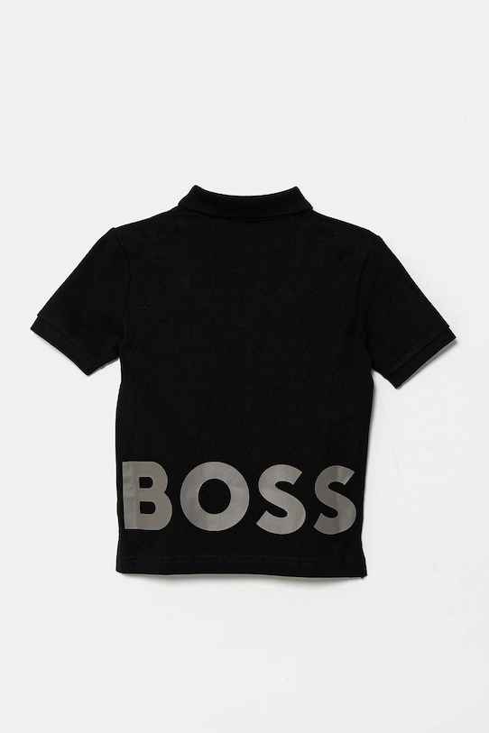 Παιδικά βαμβακερά μπλουζάκια πόλο BOSS J52014.162.174 μαύρο SS25