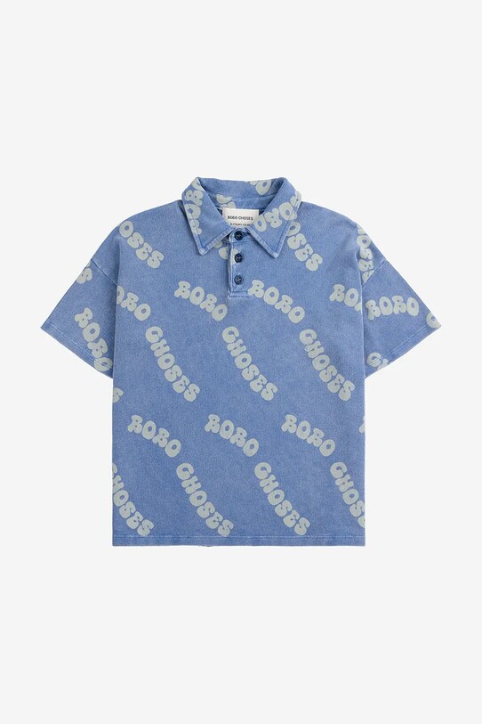 Dětská bavlněná polokošile Bobo Choses Wavy 125AC018 modrá SS25