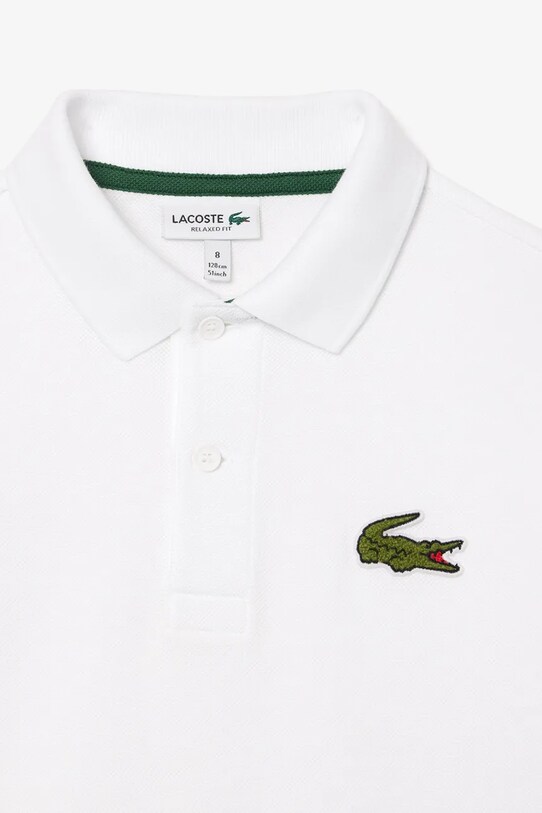 Dětská bavlněná polokošile Lacoste bílá PJ2482