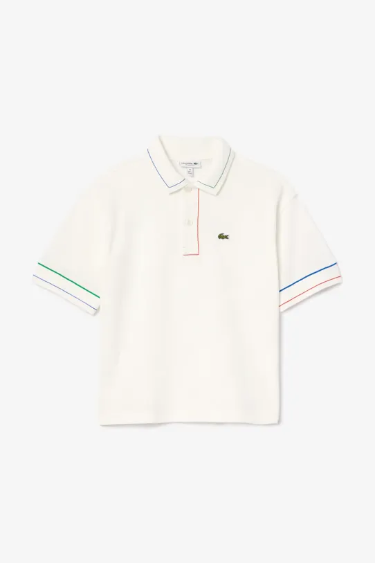 Lacoste polo in lana bambino/a con colletto beige PJ8428