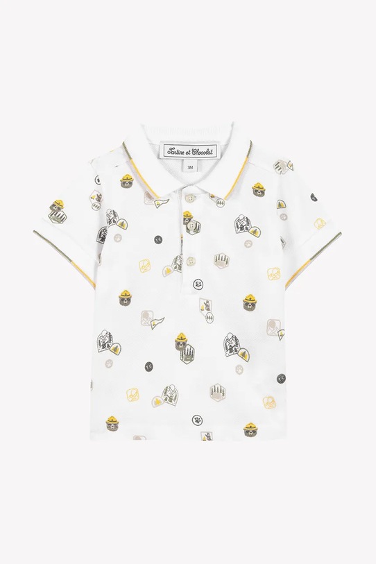 Detská bavlnená polokošeľa Tartine et Chocolat potlač biela CA11121.80.94