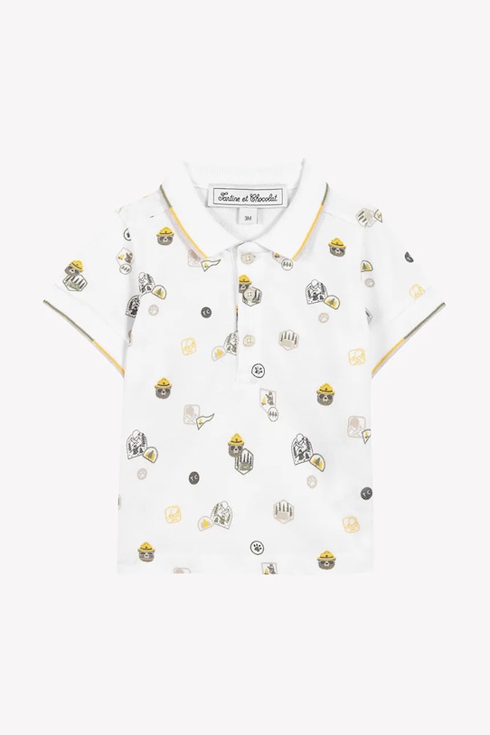 Detská bavlnená polokošeľa Tartine et Chocolat potlač biela CA11121.80.94