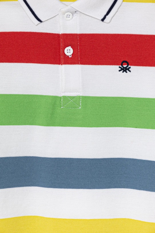Băieți United Colors of Benetton tricouri polo din bumbac pentru copii 39QAG300V.P.Seasonal alb