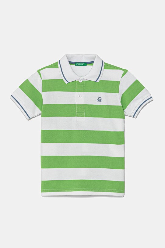 United Colors of Benetton gyerek pamut póló gombolós zöld 39QAG300V.P.Seasonal