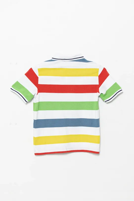 Παιδικά βαμβακερά μπλουζάκια πόλο United Colors of Benetton 39QAC301T.G.Seasonal λευκό SS25